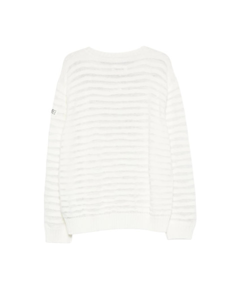 Pull Col RAS Du Cou Blanc Homme MM6 présenté porté de dos｜Boutique Homme Toulouse