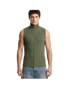 Gilet Maille Vert Homme MM6 présenté porté de face｜Boutique Homme Toulouse