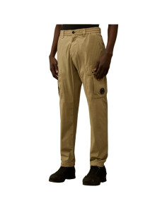 Pantalon Cargo 50 Fili Stretch Elasticated Lens Moss Gray Homme Cp Company présenté porté de face｜Boutique Homme Toulouse