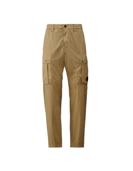 Pantalon Cargo 50 Fili Stretch Elasticated Lens Moss Gray Homme Cp Company présenté de face｜Boutique Homme Toulouse