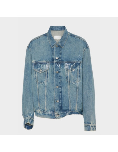 Veste en denim Taped Bleu Clair Homme Margiela présentée de face｜Magasin Homme Toulouse