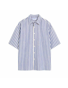 La Chemise "Seseh" Mc Cotton Yarn Denim Bleu & Blanc Homme Last Call For présentée portée de face｜Magasin Homme Toulouse 2