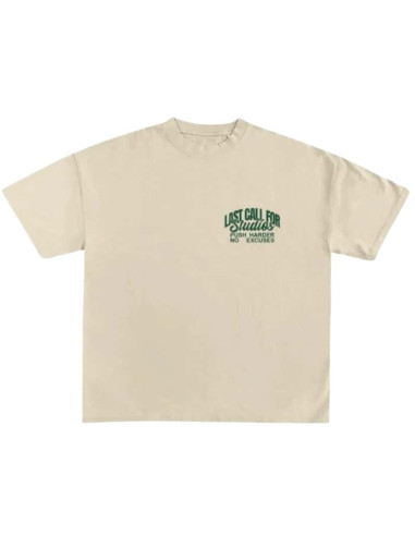 T-Shirt No Excuse Beige Et Vert Homme Last Call For présenté porté de face|Boutique Homme Toulouse T-Shirt No Excuse Beige Et Vert Homme Last Call For présenté porté de face|Boutique Homme Toulouse