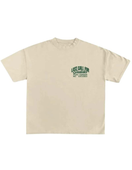 T-Shirt No Excuse Beige Et Vert Homme Last Call For présenté porté de face｜Boutique Homme Toulouse