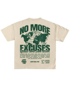 T-Shirt No Excuse Beige Et Vert Homme Last Call For présenté porté de face｜Boutique Homme Toulouse 2