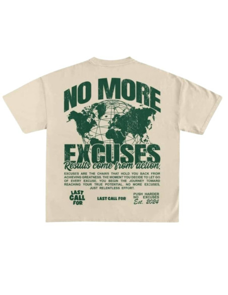 T-Shirt No Excuse Beige Et Vert Homme Last Call For présenté porté de face｜Boutique Homme Toulouse