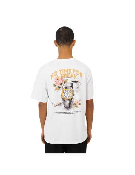 T-shirt "No Time For A Break" Blanc Homme Last Call For présenté porté de dos｜Boutique Homme Toulouse