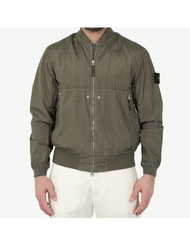 Veste Stone Island Nylon Vert Militaire Homme Stone Island présentée portée de face｜Magasin Homme Toulouse
