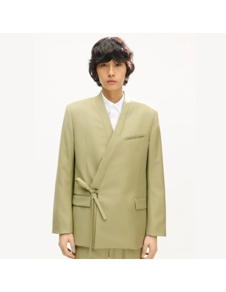Veste De Costume Kimono Double Boutonnage Laine Vierge Kenzo présentée portée de face｜Magasin Homme Toulouse