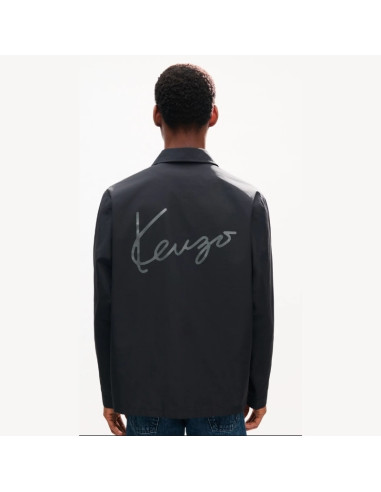 Veste Coach Légère 'KENZO Signature' En Coton Nylon Noir Homme présentée portée de dos｜Magasin Homme Toulouse