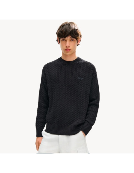 Pull Brodé 'KENZO Signature' En Maille Noir Homme Kenzo présenté porté de face｜Boutique Homme Toulouse