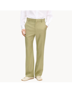 Pantalon De Costume Droit En Laine Vierge Kaki Homme Kenzo présenté porté de face｜Boutique Homme Toulouse