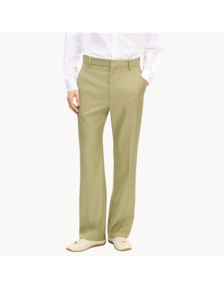 Pantalon De Costume Droit En Laine Vierge Kaki Homme Kenzo présenté porté de face｜Boutique Homme Toulouse