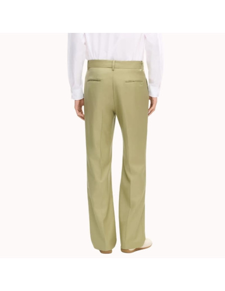 Pantalon De Costume Droit En Laine Vierge Kaki Homme Kenzo présenté porté de dos｜Boutique Homme Toulouse