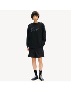 T-shirt À Manches Longues Brodé En Coton Noir Homme Kenzo présenté porté de face｜Boutique Homme Toulouse