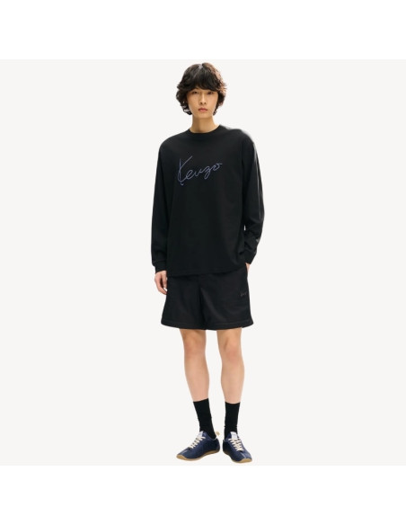 T-shirt À Manches Longues Brodé En Coton Noir Homme Kenzo présenté porté de face｜Boutique Homme Toulouse