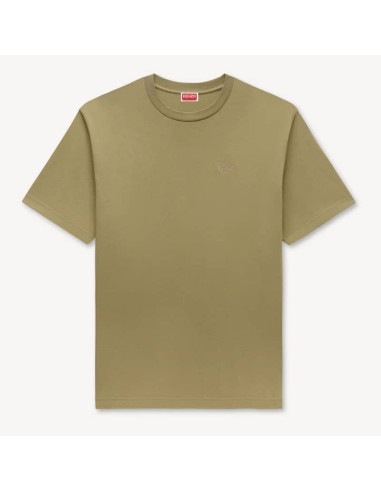 T-shirt Brodé 'KENZO Signature' En Coton Kaki Homme Kenzo présenté de face｜Boutique Homme Toulouse
