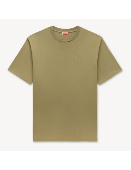 T-shirt Brodé 'KENZO Signature' En Coton Kaki Homme Kenzo présenté de face｜Boutique Homme Toulouse