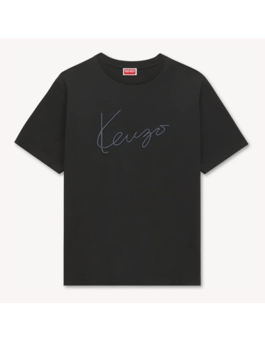 T-shirt Brodé 'KENZO Signature' En Coton Noir Homme Kenzo présenté de face｜Boutique Homme Toulouse