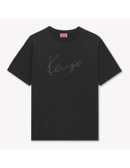 T-shirt Brodé 'KENZO Signature' En Coton Noir Homme Kenzo présenté de face｜Boutique Homme Toulouse