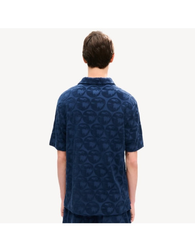 Polo Brodé En Coton Effet Éponge Bleu Noir Homme Kenzo présenté porté de dos｜Boutique Homme Toulouse