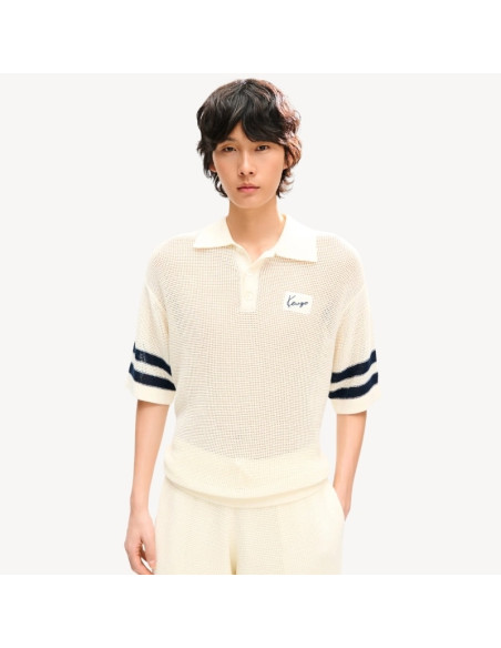 Polo En Crochet Blanc Cassé Homme Kenzo présenté porté de face｜Boutique Homme Toulouse