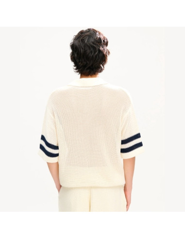 Polo En Crochet Blanc Cassé Homme Kenzo présenté porté de dos｜Boutique Homme Toulouse