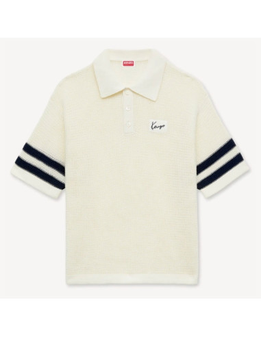 Polo En Crochet Blanc Cassé Homme Kenzo présenté de face｜Boutique Homme Toulouse