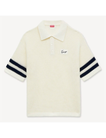 Polo En Crochet Blanc Cassé Homme Kenzo présenté de face｜Boutique Homme Toulouse