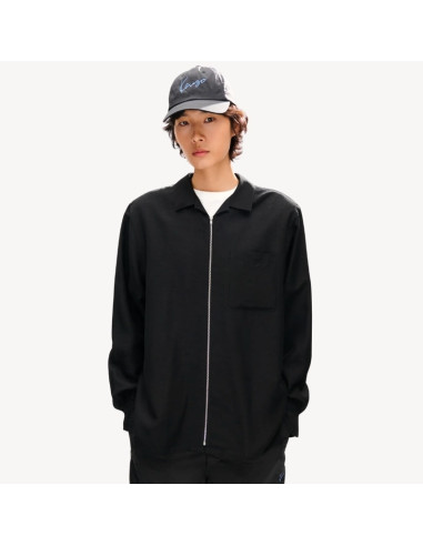 Chemise Oversize Zippée 'KENZO Signature' Noir Homme Kenzo présenté porté de face|Boutique Homme Toulouse Chemise Oversize Zippée 'KENZO Signature' Noir Homme Kenzo présenté porté de face|Boutique Homme Toulouse