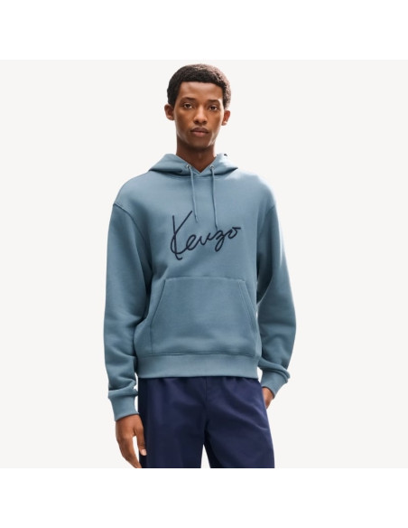 Sweatshirt À Capuche Brodé En Coton Anthracite Homme Kenzo présenté porté de face｜Boutique Homme Toulouse