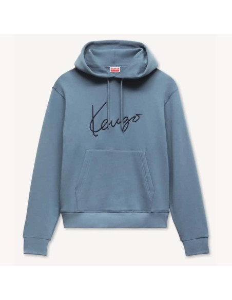 Sweatshirt À Capuche Brodé En Coton Anthracite Homme Kenzo présenté de face｜Boutique Homme Toulouse
