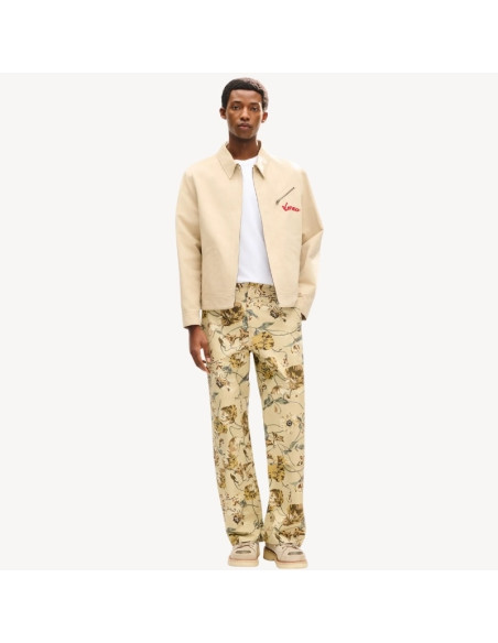 Pantalon Chino En Coton À Chevrons Beige Homme Kenzo présenté porté de face｜Boutique Homme Toulouse
