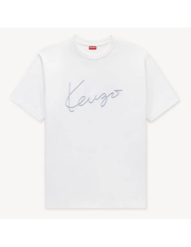 T-Shirt Brodé 'KENZO Signature' En Coton Blanc Homme Kenzo présenté de face|Boutique Homme Toulouse T-Shirt Brodé 'KENZO Signature' En Coton Blanc Homme Kenzo présenté de face|Boutique Homme Toulouse