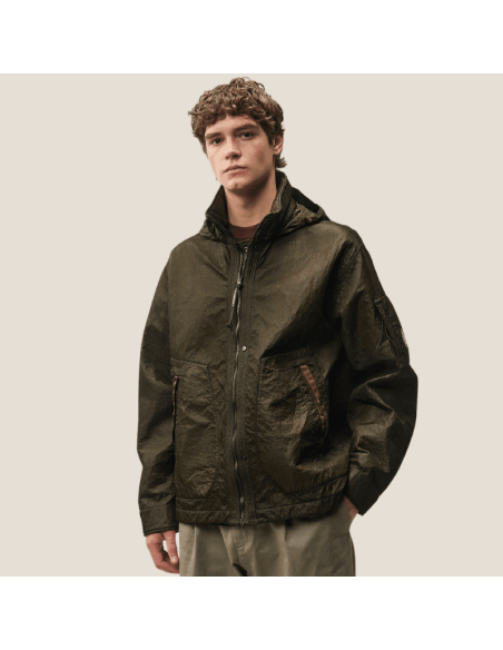 Veste Bi-Face Reversible Vert Homme C.P. Company présentée portée de face｜Magasin Homme Toulouse