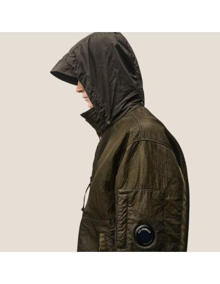 Veste Bi-Face Reversible Vert Homme C.P. Company présentée portée de profil｜Magasin Homme Toulouse