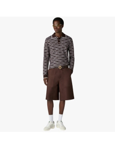 Polo À Manches Longues En Maille Marron Homme Casablanca présenté porté de face｜Boutique Homme Toulouse