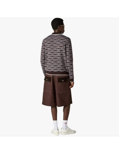 Polo À Manches Longues En Maille Marron Homme Casablanca présenté porté de dos｜Boutique Homme Toulouse