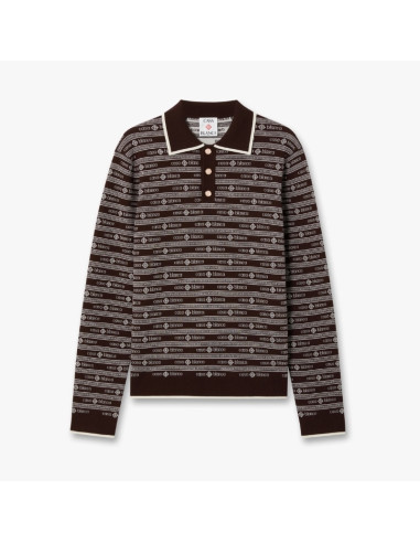 Polo À Manches Longues En Maille Marron Homme Casablanca présenté de face｜Boutique Homme Toulouse