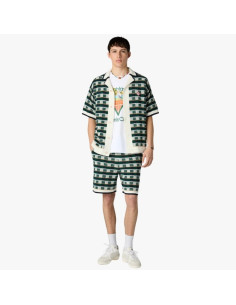 Chemise À Manches Courtes En Crochet Verte Homme Casablanca présenté porté de face｜Boutique Homme Toulouse
