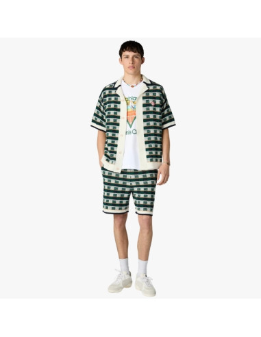 Chemise À Manches Courtes En Crochet Verte Homme Casablanca présenté porté de face｜Boutique Homme Toulouse