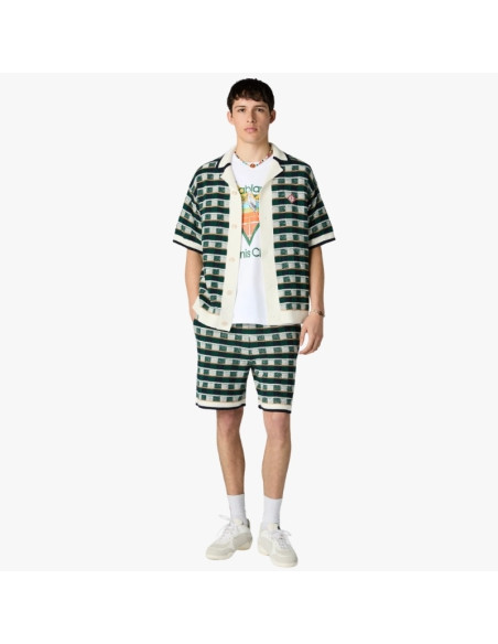 Chemise À Manches Courtes En Crochet Verte Homme Casablanca présenté porté de face｜Boutique Homme Toulouse