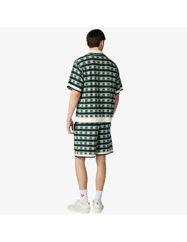 Chemise À Manches Courtes En Crochet Verte Homme Casablanca présenté porté de dos｜Boutique Homme Toulouse