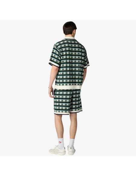 Chemise À Manches Courtes En Crochet Verte Homme Casablanca présenté porté de dos｜Boutique Homme Toulouse