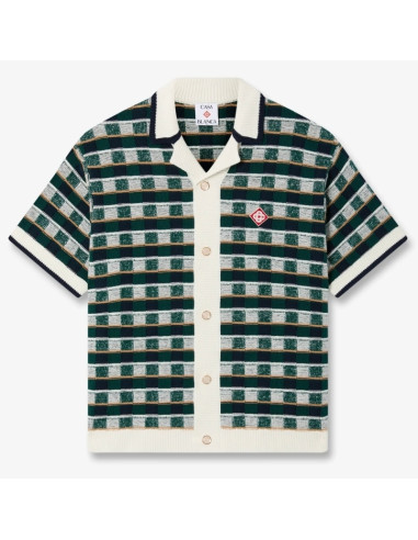 Chemise À Manches Courtes En Crochet Verte Homme Casablanca présenté de face｜Boutique Homme Toulouse