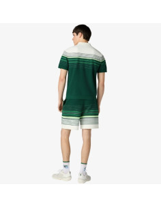 Polo À Manches Courtes En Tissu Bouclé Blanc Et Vert Homme Casablanca présenté porté de face｜Boutique Homme Toulouse 2