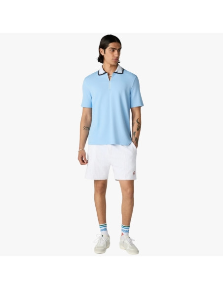 Polo À Manches Courtes En Piqué Bleu Pâle Homme Casablanca présenté porté de face｜Boutique Homme Toulouse