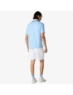 Polo À Manches Courtes En Piqué Bleu Pâle Homme Casablanca présenté porté de face｜Boutique Homme Toulouse 2