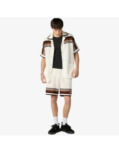 Short Blanc Et Marron En Crochet Tennis Homme Casablanca présenté porté de face｜Boutique Homme Toulouse