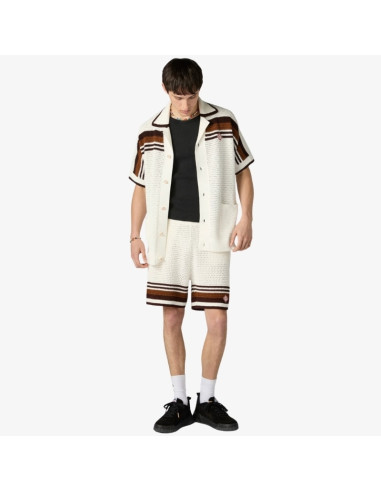 Short Blanc Et Marron En Crochet Tennis Homme Casablanca présenté porté de face｜Boutique Homme Toulouse